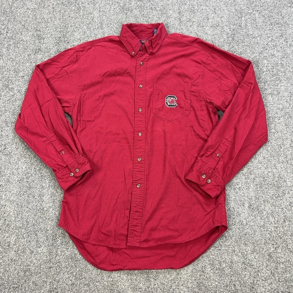 South Carolina Gamecocks Shirt Mens Large Red NCAA Football Three Square Cotton